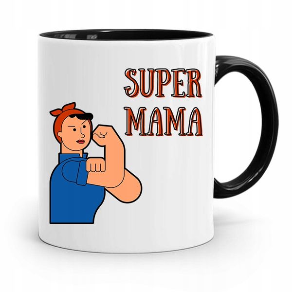 Kubek Czarny Prezent Dla Super Mamy Matki Mamusi Z Nadrukiem Ze Zdjęciem zdjęcie 1