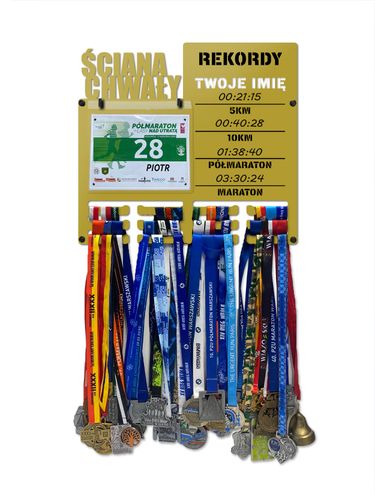 Wieszak na medale i numery startowe REKORDY RUN twoje imię 11.1 na Arena.pl
