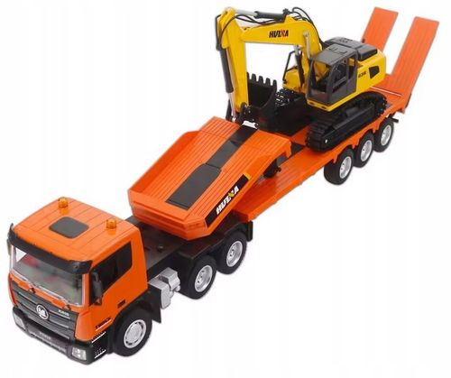 OGROMNA CIĘŻARÓWKA Z PRZYCZEPĄ SAMOCHÓD LAWETA KOPARKA RC 2x PILOT 1319 na Arena.pl