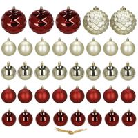 Bombki choinkowe 37 szt. zestaw dekoracji świątecznych, nietłukące złoto-czerwone