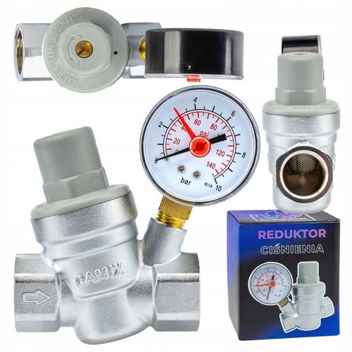 REDUKTOR CIŚNIENIA WODY Z MANOMETREM 3/4'' DN20 REGULATOR 1,5-6,5 BAR na Arena.pl