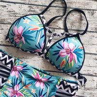 BIKINI STRÓJ DWUCZĘŚCIOWY KĄPIELOWY BOHO WYSOKI STAN MAJTKI MODELUJĄCE M