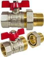 ZAWÓR KULOWY KUREK 1" DN25 MOSIĘŻNY ZE ŚRUBUNKIEM I DŁAWICĄ MOTYLEK