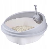 Kuweta dla kota otwarta DUŻA 51cm toaleta na żwirek SZARA mocna + ŁOPATKA