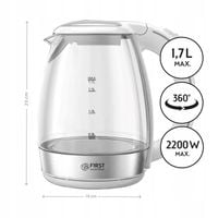 Czajnik elektryczny bezprzewodowy szklany First Austria