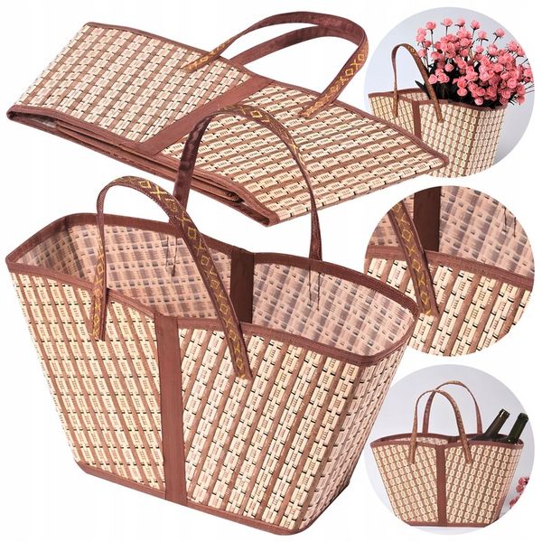 Torba bambusowa ekologiczna na zakupy eko pojemna na piknik zdjęcie 1