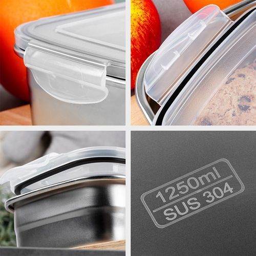 Pojemnik na Żywność Obiad Kuchenny Stalowy z Uszczelką Lunchbox 1,25L na Arena.pl