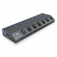 Hub USB ICY BOX HUB USB-C/USB-A - 7x USB-A (z wyłącznikami)