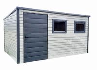 SCHOWEK DOMEK OGRODOWY 3,5m x 3m spad tył + 2x okno  biały antracyt ID176