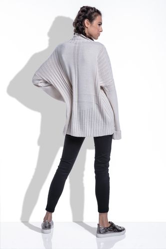 Sweter oversize F423 Beżowy UNI na Arena.pl