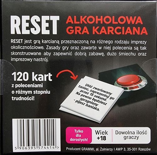 RESET GRA PLANSZOWA DLA DOROSŁYCH ALKOHOLOWA KARTY na Arena.pl