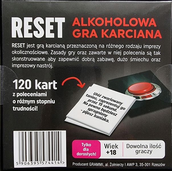 RESET GRA PLANSZOWA DLA DOROSŁYCH ALKOHOLOWA KARTY zdjęcie 2