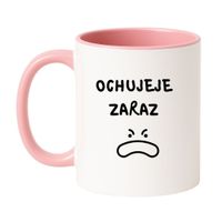 KUBEK "OCHUJEJE ZARAZ" Wzór - Klasyczny Biało-Różowy 330 ml