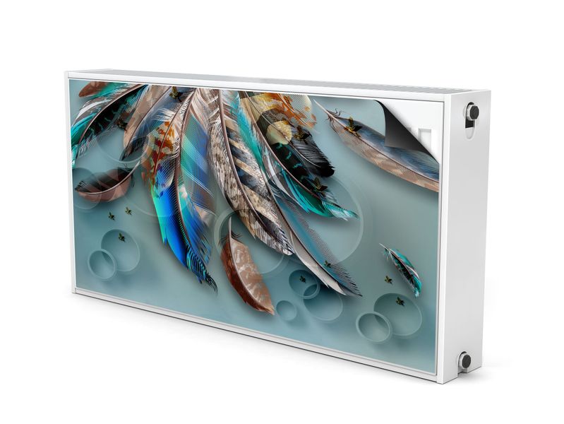 Maskownica MAGNETYCZNA Grzejnika Kolorowe Pióra 120cm x 60cm zdjęcie 2