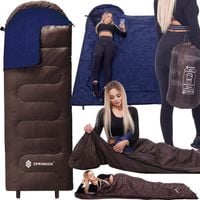 ŚPIWÓR MUMIA TURYSTYCZNY LEKKI CIEPŁY KOŁDRA KAPTUR 2w1 POKROWIEC