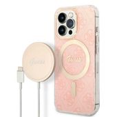 Zestaw Guess GUBPP13LH4EACSP Case+ Charger iPhone 13 Pro różowy/pink hard