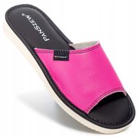 Pantofle Kapcie Skórzane Damskie, Laczki Klapki Odkryte Domowe PanSzew