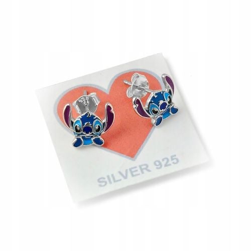 Pr.925 Srebrne bajkowe kolczyki Stich dla dziewczynki - HIT kolorowy Stitch na Arena.pl