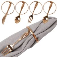 4x Obrączki Pierścienie Ringi Serwetki Metalowe Złote Sztućce Serwetnik