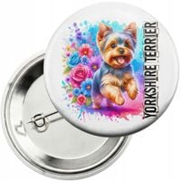 Przypinka z agrafką 59mm - PIES PSY PIESEK RASA YORKSHIRE TERRIER