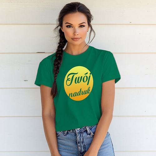 Damska bawełniana koszulka z Twoim nadrukiem - zielona XL na Arena.pl