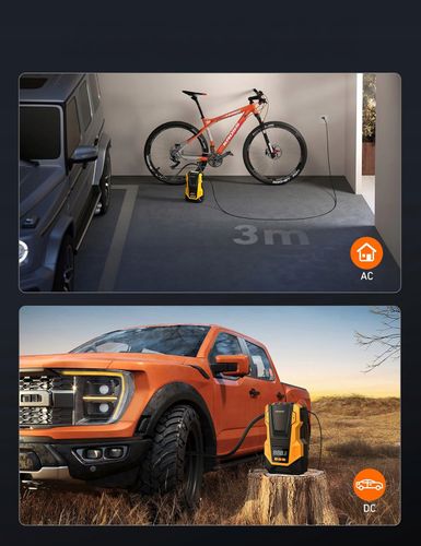 Kompresor Samochodowy 12V 230V Feegar Sprężarka Pompa Przenośna Do Kół Led na Arena.pl