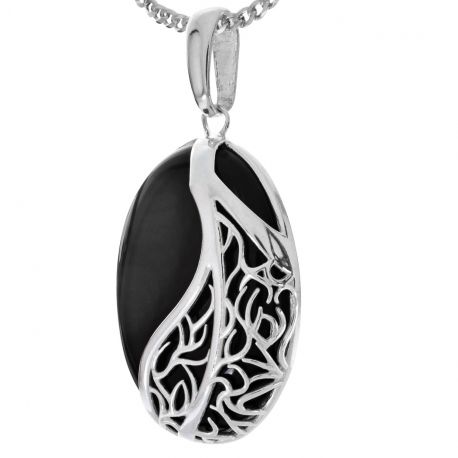 SREBRNY OKAZAŁY WISIOR Z ONYKSEM SREBRO PRÓBY 925 na Arena.pl