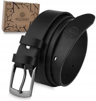 Pasek skórzany męski Betlewski czarny do spodni skóra prezent + certyfikat