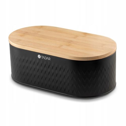 CHLEBAK Stalowy DESKA do KROJENIA BAMBUS Tadar Iconic 34x18x12,5 cm CZARNY na Arena.pl
