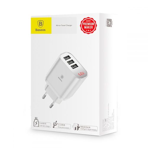 BASEUS MIRROR LED 3-PORT NETWORK CHARGER WHITE na Arena.pl