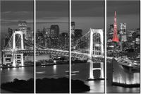 120CM 80 OBRAZ 4 ELEM TOKYO MOST TĘCZOWY ŚCIENNY