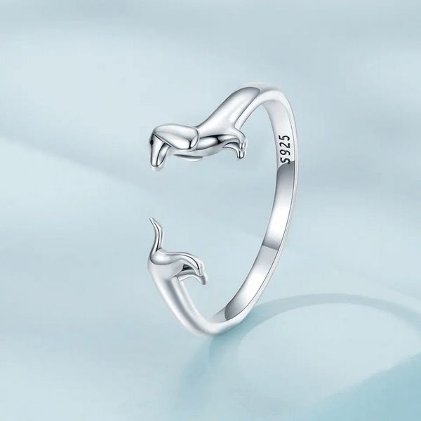 Pierścionek srebrny PIES regulowany s925 +pudełko zdjęcie 5