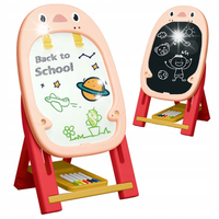 TABLICA DWUSTRONNA KREDOWA MAGNETYCZNA EDUKACYJNA DLA DZIECI STOJĄCA PINK