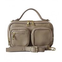 Zgrabny elegancki kuferek, listonoszka kieszonki A5 złote okucia Vera Pelle Beżowa VPMC15T