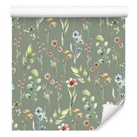 Tapeta wiosenne kwiaty polne liście do salonu