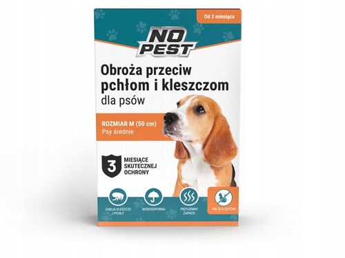 OBROŻA NA KLESZCZE I PCHŁY DLA PSA DLA PSÓW 50CM ROZMIAR M/L NO PEST na Arena.pl