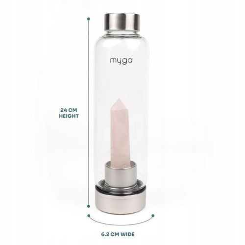 Szklana butelka na wodę myga z różowym kwarcem 500ml na Arena.pl
