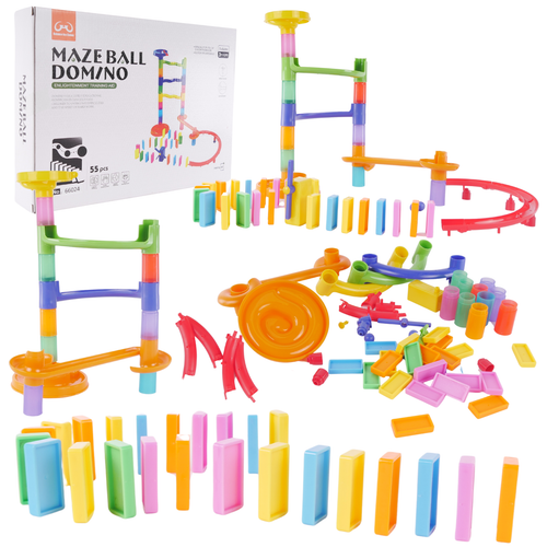 Mega Tor Kulkowy Domino Klocki 55 Elementów Zjeżdżalnie Pętle Serpentyny na Arena.pl