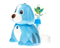 Inhalator dla dzieci PUPPY Blue piesek + odblaskowa PAPUGA, praca ciągła