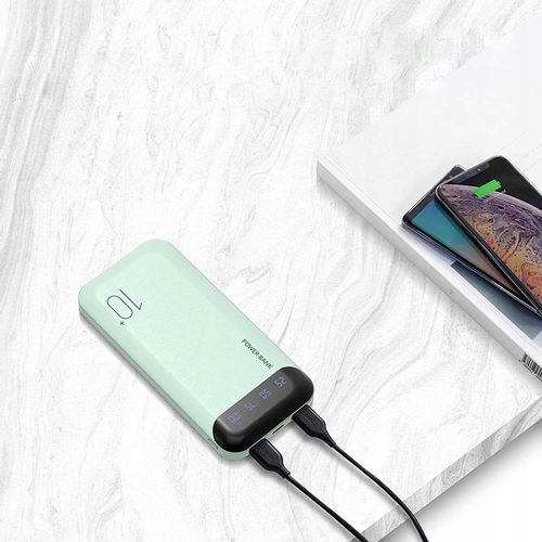 POWERBANK 10000mAh 2,4A 2×USB/USB-C SZYBKI WYDAJNY POWER BANK LED ZIELONY na Arena.pl