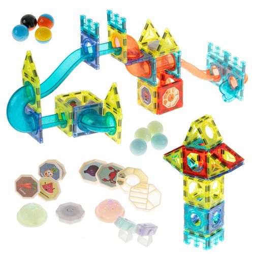 Klocki Świecące Magnetyczne Konstrukcyjne Tor Kulkowy Kulodrom Panele 75 na Arena.pl