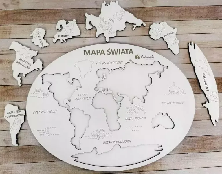 Mapa Świata Kontynenty i Oceany zdjęcie 1
