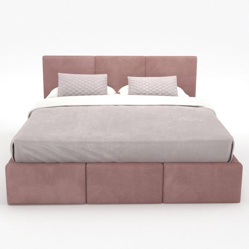 ŁÓŻKO TAPICEROWANE DO SYPIALNI 180x200 ŁÓŻKO PODWÓJNE Z POJEMNIKIEM RÓŻOWE na Arena.pl