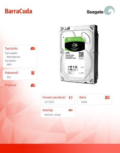 BarraCuda 2TB 3,5'' 64MB ST2000DM006 na Arena.pl