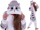 Szary KOT Kotek Chi PIŻAMA Jednoczęściowa Onesie Kigurumi Damskie S 146-154
