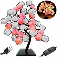 LAMPKA NOCNA DRZEWKO 48 RÓŻ do sypialni PREZENT NA WALENTYNKI Lampa LED USB