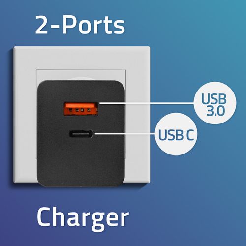 Qoltec Mocna Ładowarka GaN POWER PRO 1xUSB-C 1xUSB 100W 5-20V 1.5-3.35A PD na Arena.pl