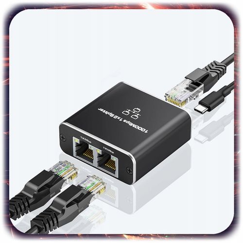 SPLITTER LAN 1x2 SWITCH ROZDZIELACZ ADAPTER 2xRJ45 ETHERNET 1000Mbps 1GB na Arena.pl