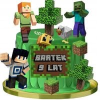 OPŁATEK CUKROWY GAMINGOWE PIKSELE TNT CREEPER WYDRUK + 9szt POSTACI +