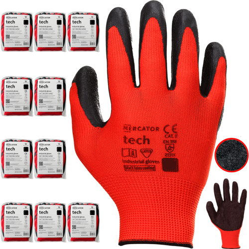 rękawice robocze mercator tech red+black latex - xl - 120 par na Arena.pl